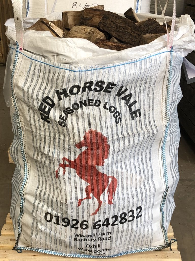 Bulk Bag of Hardwood Seasoned Logs STANDARD Size Logs Red Horse